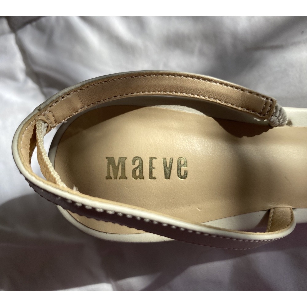 Maeve Gem Floral Slingback Kitten Heels Ivory Leather Crystal Embellished Glam 8 - Picture 7 of 8